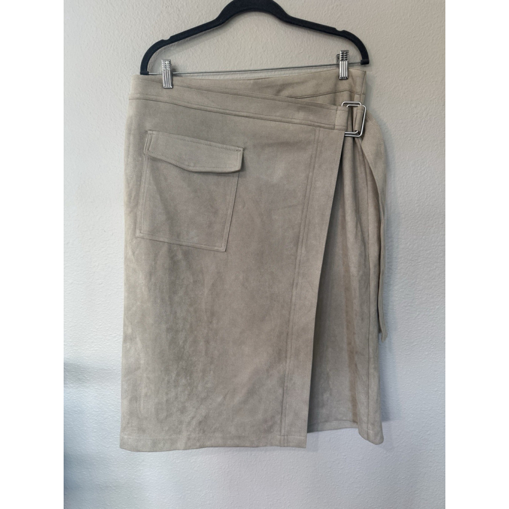 Faux Suede Wrap Skirt by Ophelia Roe Neutral Fall Chic Minimalist